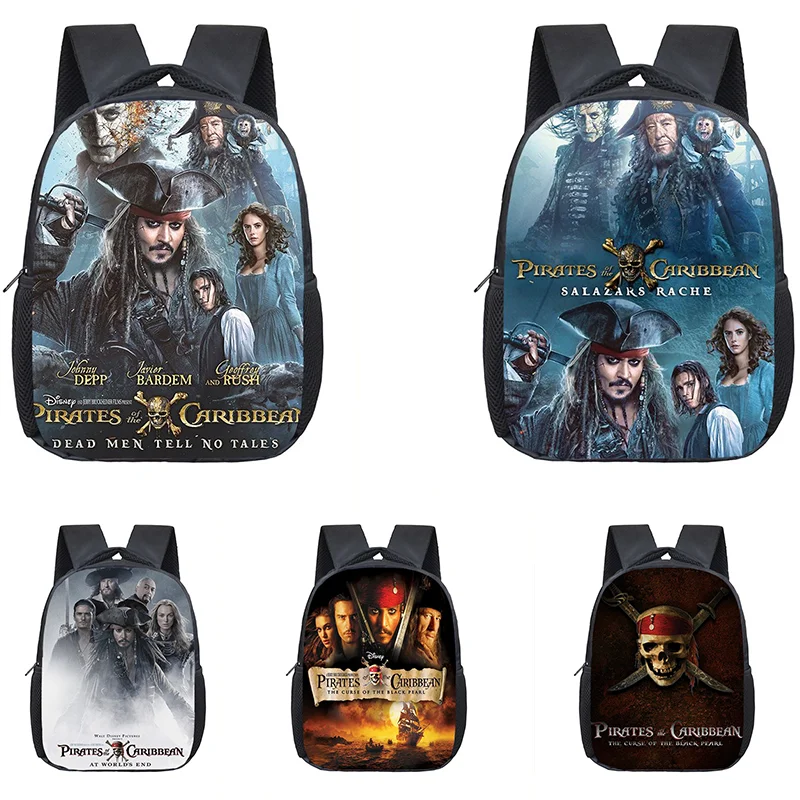 12 Inch Pirates Of The Caribbean Kindergarten School Bag Cartoon Girl Boy Primary School Bookbag Portable Backpack Mochila