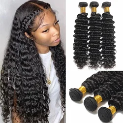 deep wave bundle human hair 30 32 Inch curly Water Deep Wave Bundle Remy Extensions 3 4 Bundles