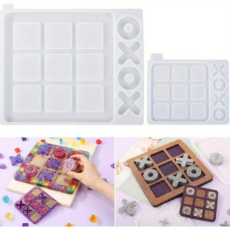 

2pcs Large Tic Tac Toe Resin Mold Casting, Large Epoxy Resin Silicone Molds for DIY Tabletop Board Game, Travel Game