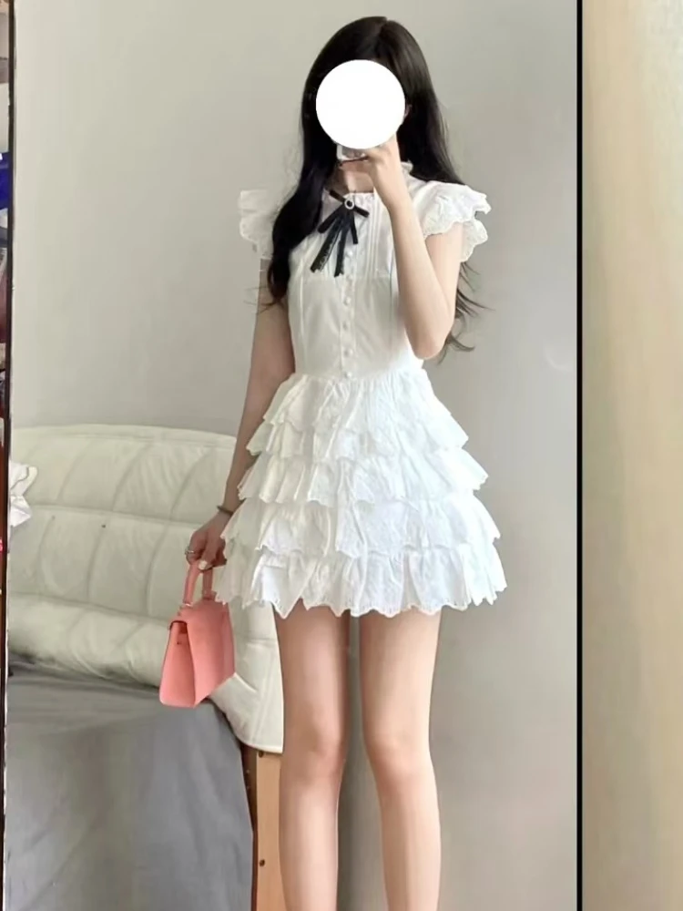 Korean Fashion New Preppy Style White Dress Women Sweet Casual Lace Bow Slim Dresses Female Design Chic Ruffle Thin Outfits 2025 - AliExpress 200000345 Korean Fashion New Preppy Style White Dress Women Sweet Casual Lace Bow Slim Dresses Female Design Chic Ruffle Thin Outfits 2025 - AliExpress 200000345