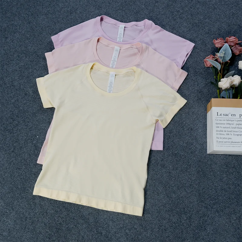 Yoga women's short sleeved elastic breathable T-shirt slimming professional running training fitness clothes