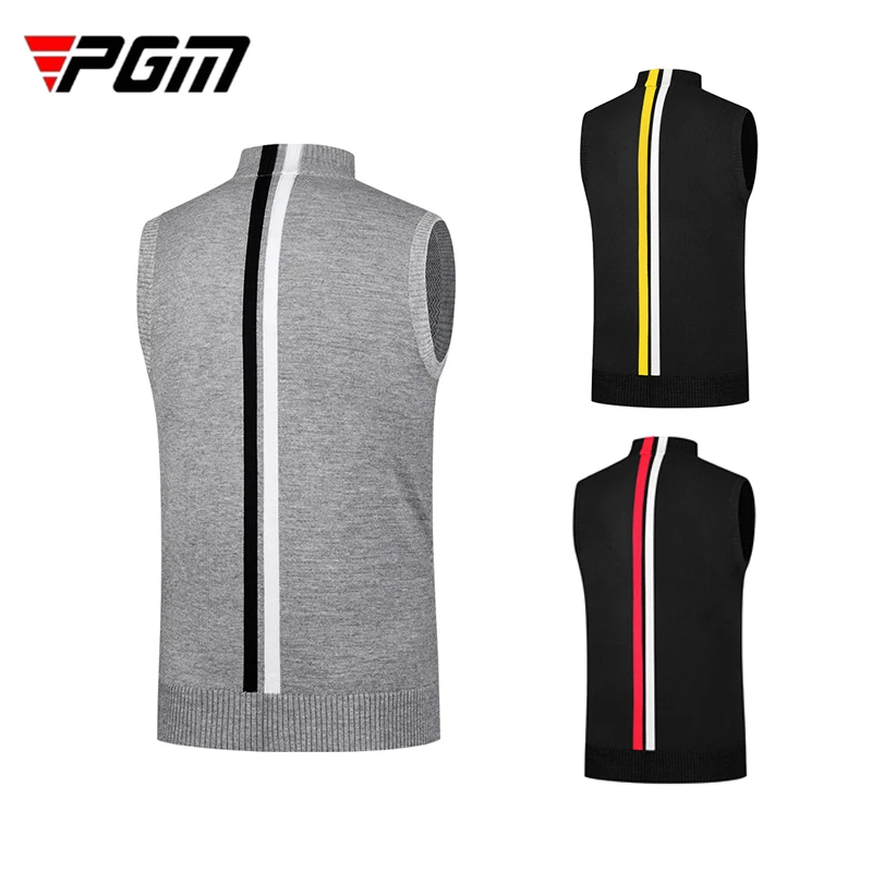 Pgm Men Golf Clothing Sleeveless Jacket Male Winter Knitted Warm Vest Windproof Stand Collar Golf Waistcoat Casual Sportswear