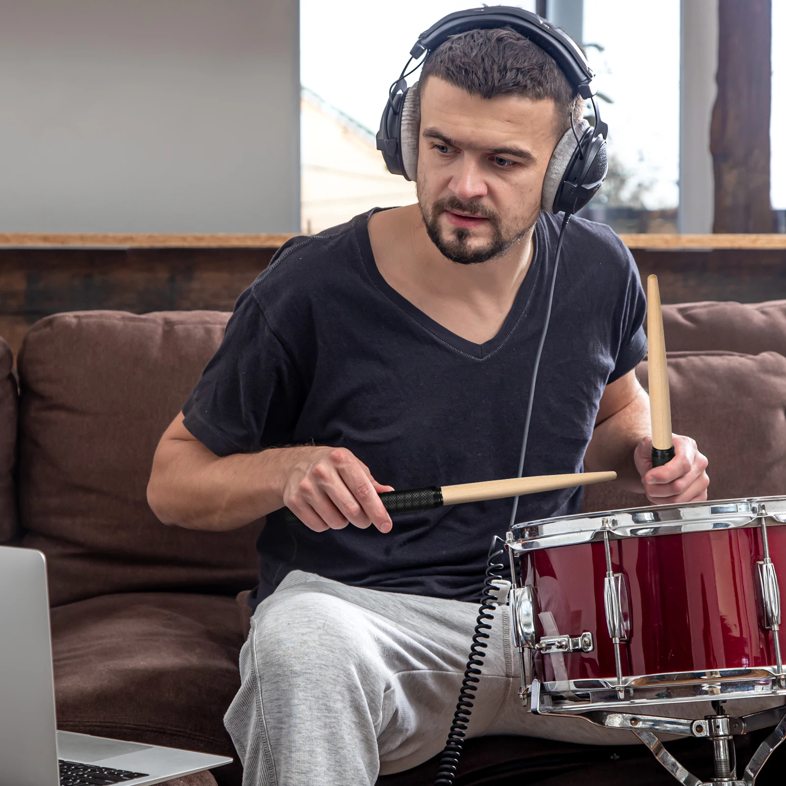 

350Mm 20Mm Tapered Spear Type Drumsticks Black Wood For Taiko Drum Maibachi Drum Sticks Instrument Accessories