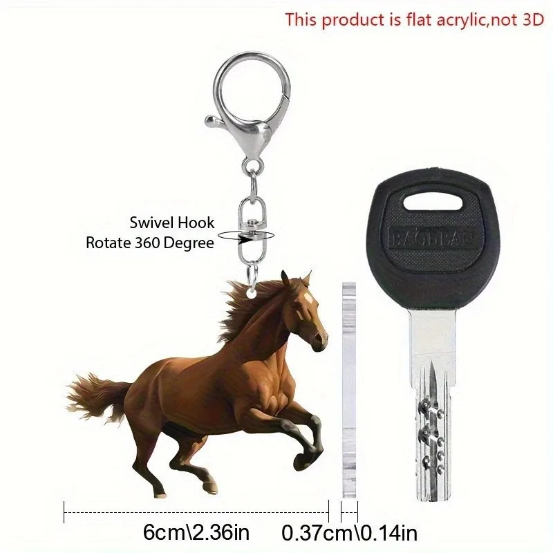 2D Flat Acrylic Keychain Cute Chihuahua Black Labrador Running Horse Car Bag Hanging Ornament Kawaii Animals Pendant Fun Gift