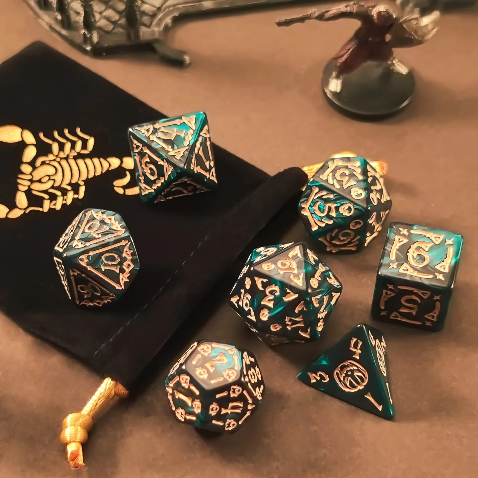 DND Dice Set -7pc Halloween Polyhedral Dice with Dice Bag for D&D RPG MTG Role Playing Table Party Games & DM & Dice Goblin view 5