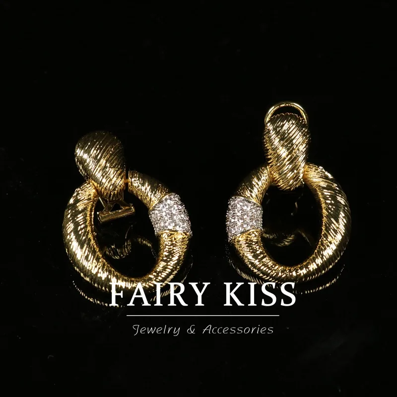 retro fashion stud earrings  diamonds personalized oval  earrings atmospheric  earrings S925 silver needle