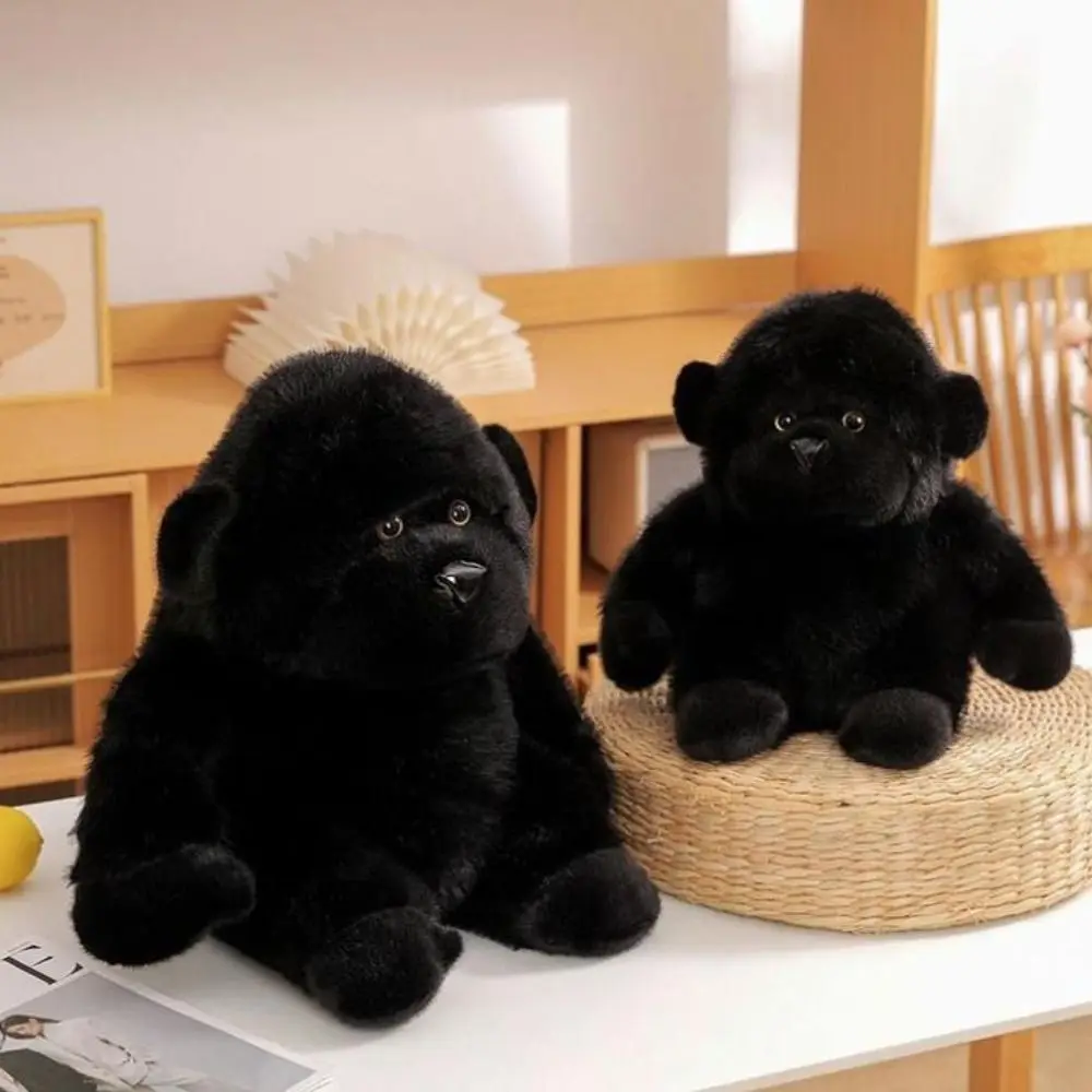 محشوة الحيوان الأسود الغوريلا ألعاب من نسيج مخملي الترا لينة محاكاة محشوة الغوريلا البرية حديقة الحيوان الكرتون الشمبانزي أفخم دمية لعبة أطفال #5