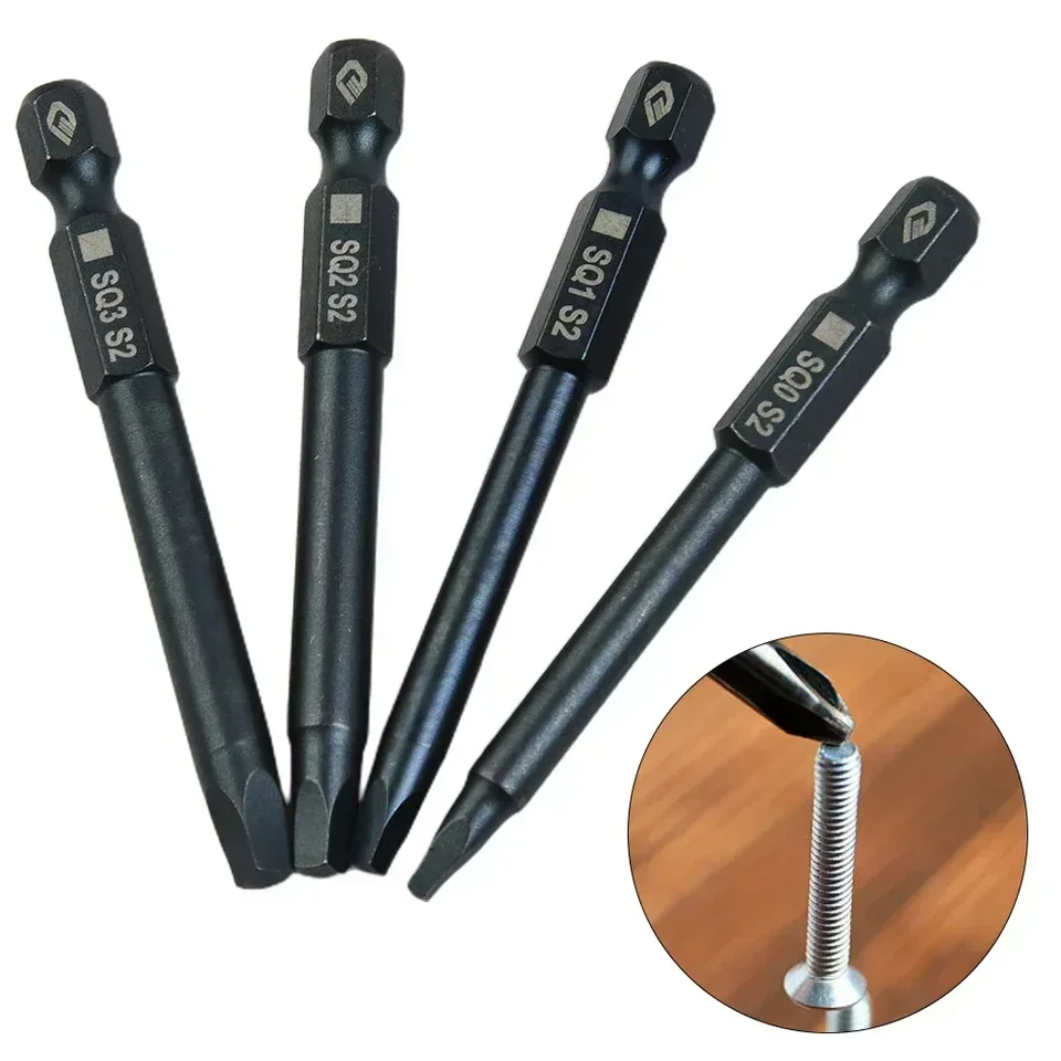 Rocaris 6-Piece Square Screwdriver Bit Set – 1/4" Hex Shank, Magnetic, 2" Length – SQ1 To SQ5 – For Pocket Hole Jigs, Furniture, Cars