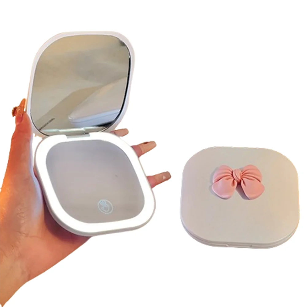 Espelho de maquiagem led dupla face 1x/3x espelho de bolso regulável com luz ins usb recarregável dobrável espelho de maquiagem decoração de casa