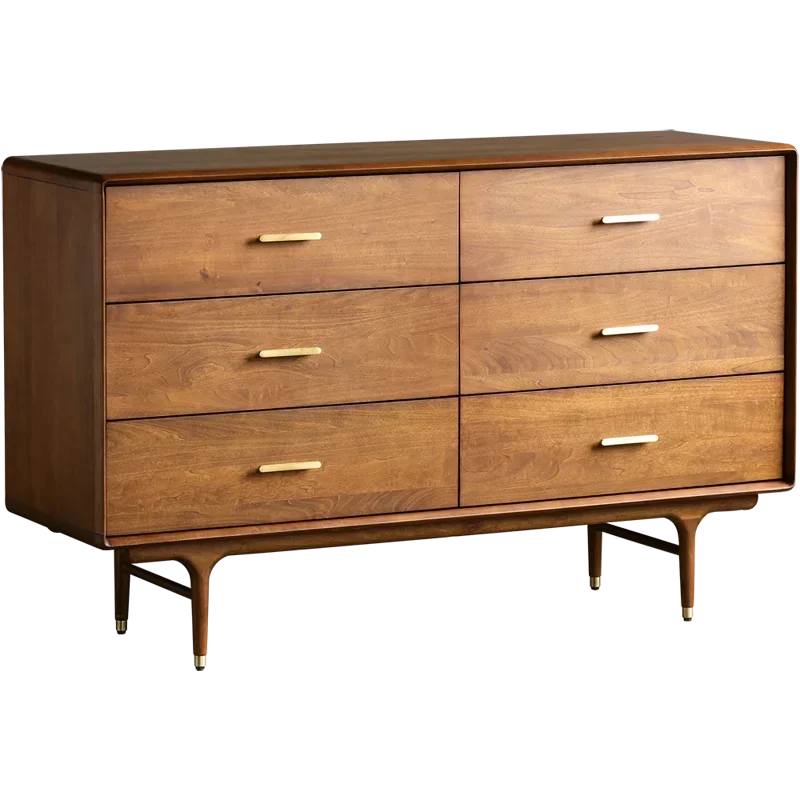 

Nordic Industrial Style Solid Wood Chest of Six Drawers Walnut Color Living Room Design Sense Dining Side Storage Locker