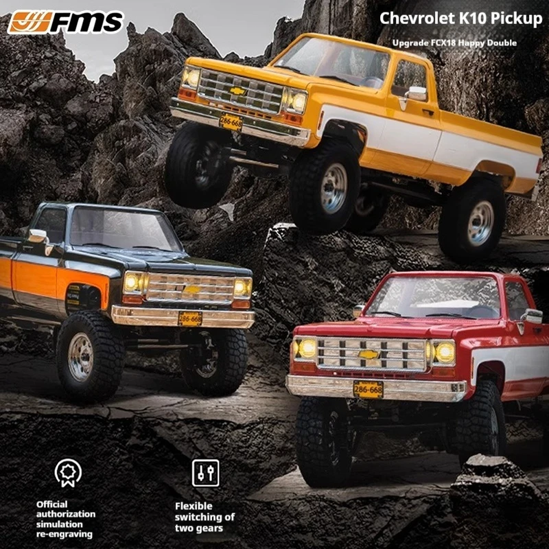 FMS 1: 18 FCX18 Chevrolet K10 Mini Two speed Mechanical Transmission Remote Control Toy 4-wheel driveClimbing Car model toy