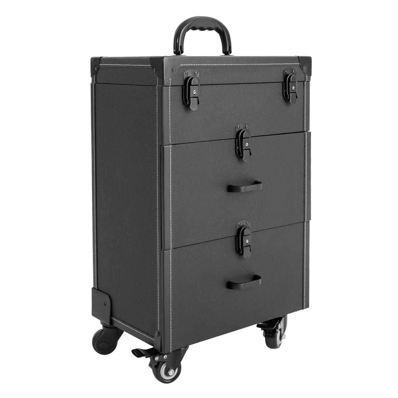 

Makeup Train Case Rolling Cosmetic Trolley Storage Organizer Luggage Box + Drawer