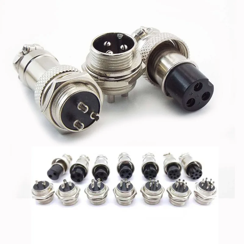 GX16 Metal Aviation Socket Coupler 2/3/4/5/6 Male-Female Connector Core Pin Electric Cable Terminal Fixed Butt Mobile Type K