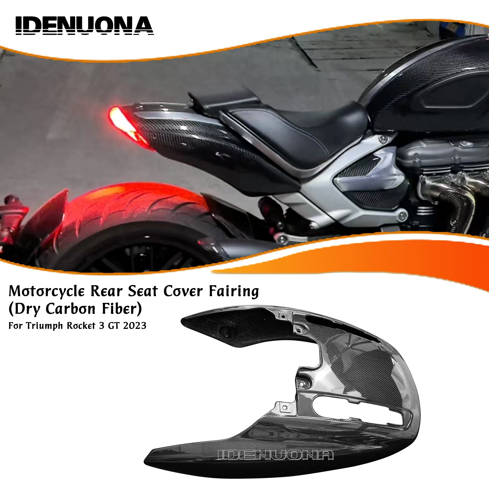 Motorcycle Dry Carbon Fiber Rear Seat Upper Cover Fairing Cowling Cap Protector For Triumph Rocket 3 2020-2022