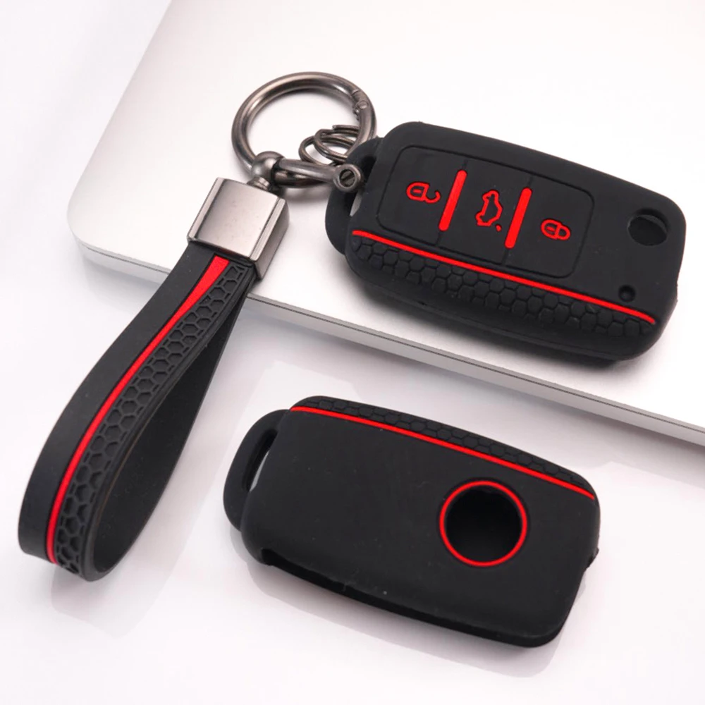Silicone Key Cover With Chain For Volkswagen Golf Polo Jetta Bora Passat Tiguan Lavida Sagitar Magotan Touran Sharan Stylish