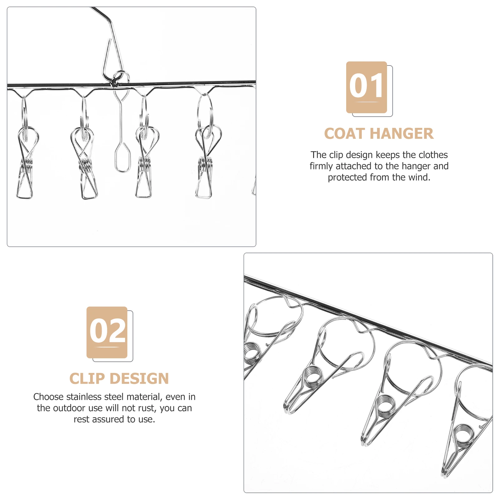 

Stainless Steel Sock Hanger Clips Laundry Rack For Underwear Bras Clothes Outdoor Windproof Corrosion