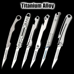 NO11 Replaceable Blades Scalpel Folding Knife Titanium Alloy Stainless Steel Quick Open Portable Pocket Knife Useful Tool
