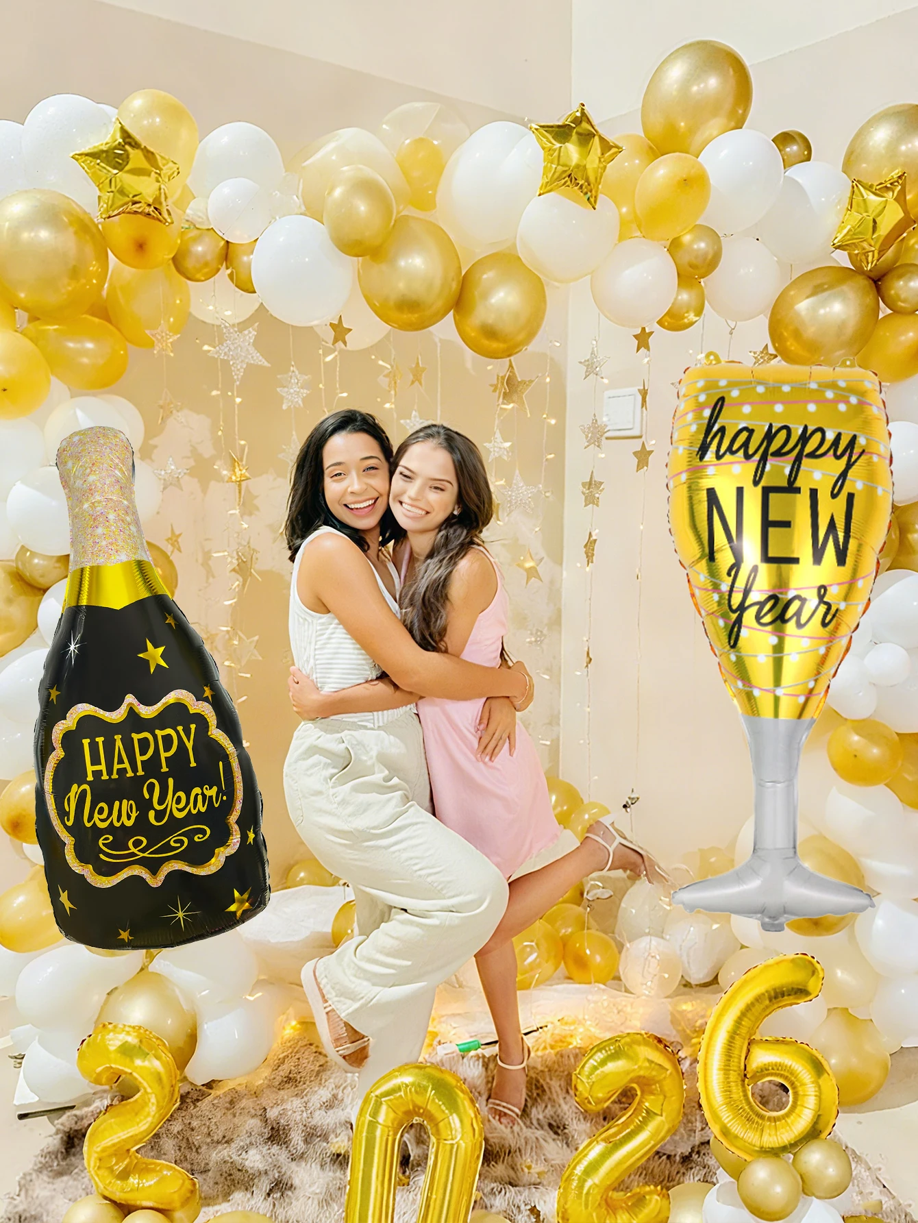 مجموعة بالونات حفلات رأس السنة، مناسبة لحفلة رأس السنة الجديدة السعيدة لعام 2026، موضوع السنة الجديدة، حفلة التخرج، زفاف أعياد الميلاد #3