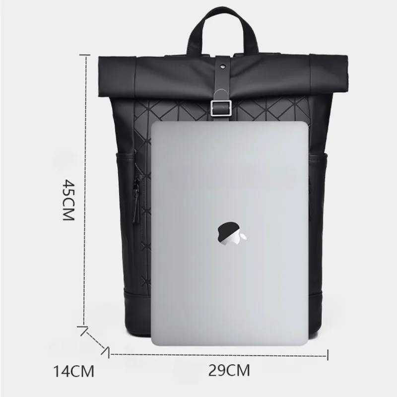 Shoulder Bag Outdoor Waterproof Computer Roll Top Backpack Work Commuting Travel College Students Schoolbag Male