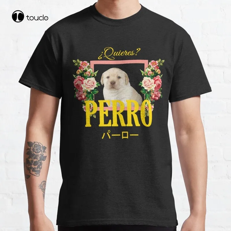 

Perro Floral Aesthetic Classic T-Shirt Cotton Tee Shirt Unisex Custom Aldult Teen Unisex Digital Printing Tee Shirts Xs-5Xl