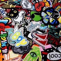 100pcs/lot Random Mix Patch for Clothing Iron on and Sew-On Patches for Clothes Decoration Apparel Fabric Sewing Appliques Badge