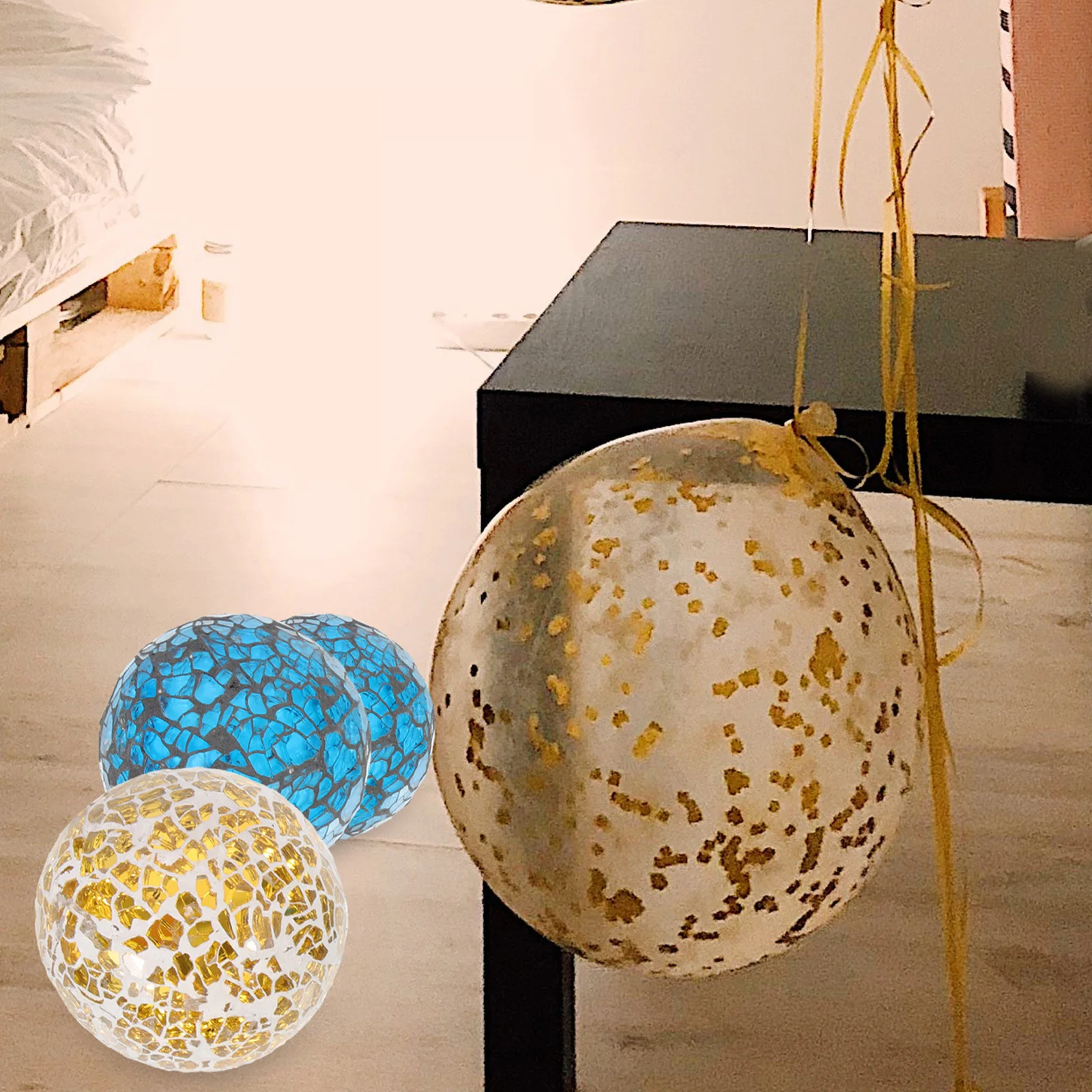 

6Pcs Mosaic Glass Balls Wear-Resistant Tabletop Decor Creative Design Home Accessories Ball Sphere Ball Ornament