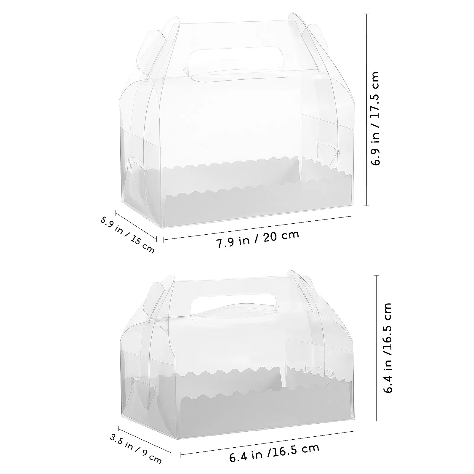 10pcs Clear Food-Grade Cake Boxes with Handle – Lightweight, Easy Assembly Transparent Dessert Display & Storage