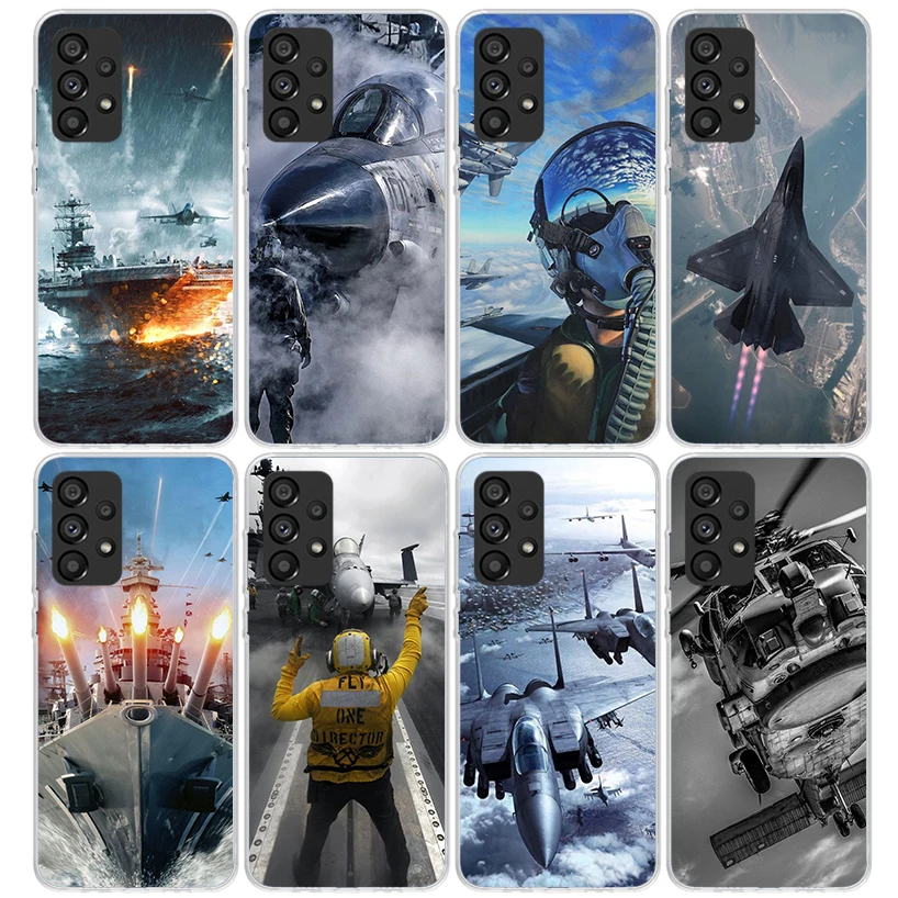 Military Aircraft Warship Fighter Phone Case For Samsung Galaxy A15 A14 A13 A12 A55 A54 A53 A52S A25 A24 A35 A34 A23 A33 A22 A32