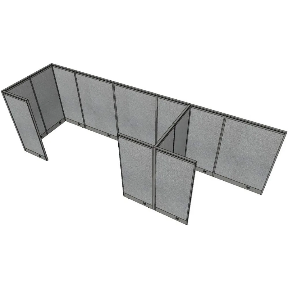 6 أقدام عميقة 21 قدمًا، 4 أقدام عالية لمحطة عمل المكتب مع كرسي، لون أسود، مثالية لتقسيم الغرفة والمساحة D