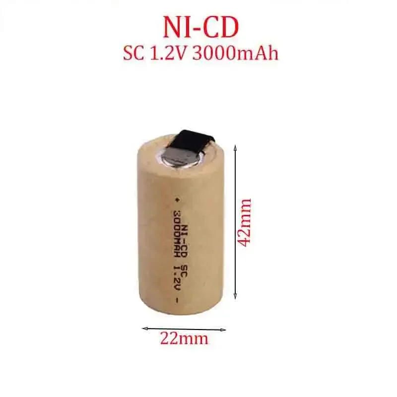 

Sub C Ni-Cd Rechargeable Screwdriver Electric Drill SC 1.2V Batteries 3000mAh Battey with Tab Power Tool NiCd SUBC Cells