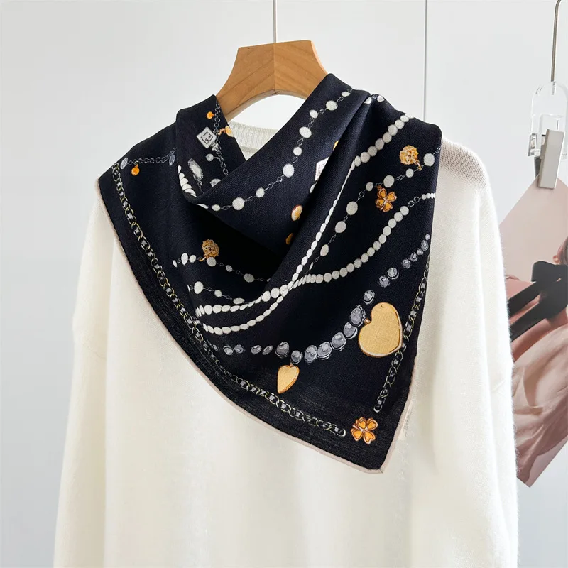 

Silk Wool Scarf 65CM Hand Rolled Edges Scarfs Luxury Designer Scarfs Keep Warm Shawl Stole Christmas Gift