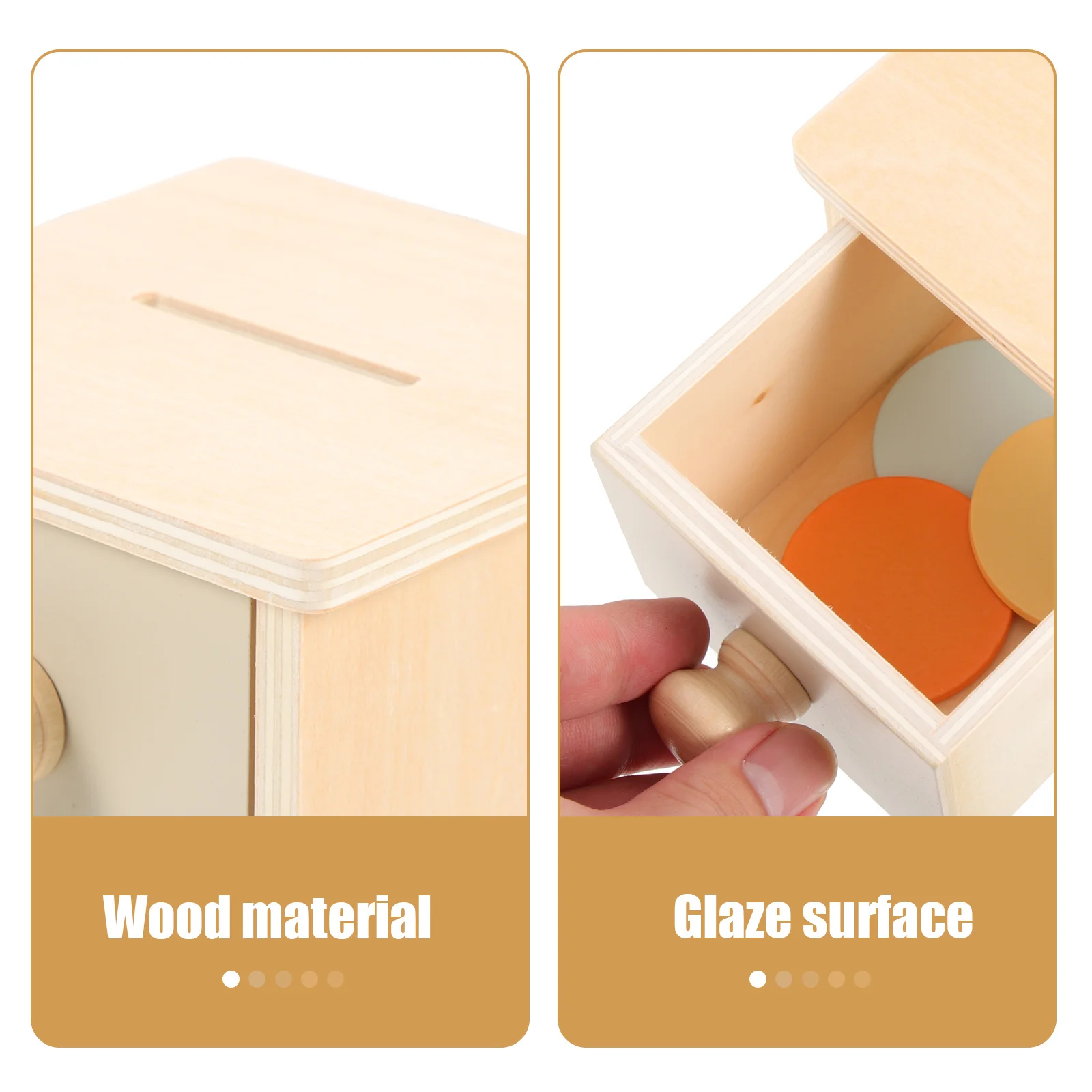 1 szt. Drewniana skrzynka na monety Montessori dla maluchów, nauka rozpoznawania kolorów, trening umiejętności motorycznych, zabawka edukacyjna