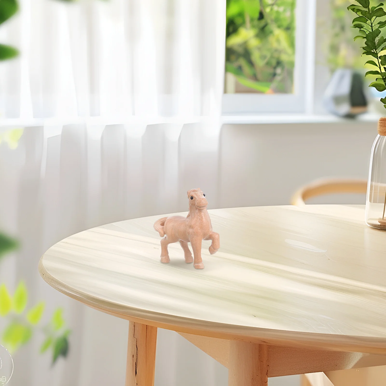 木製馬の像小さな手彫り動物ミニ彫刻ホームオフィスデスク装飾本棚リビングルーム寝室馬