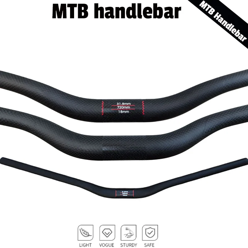 

Newest Full Carbon Fiber Bicycle Handlebars 90mm Rise 25mm Backsweep MTB 31.8mm Clamp Diameter 660-760mm Matt Finish for Climbin