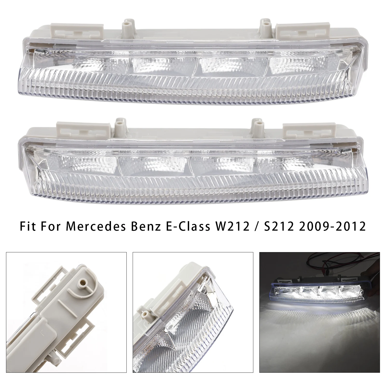 Pair LED Daytime Running Fog Lights  for Mercedes Benz W204 S204 W212 2007 2008 2009 2010 2011 2012 2013 2014 - view 4