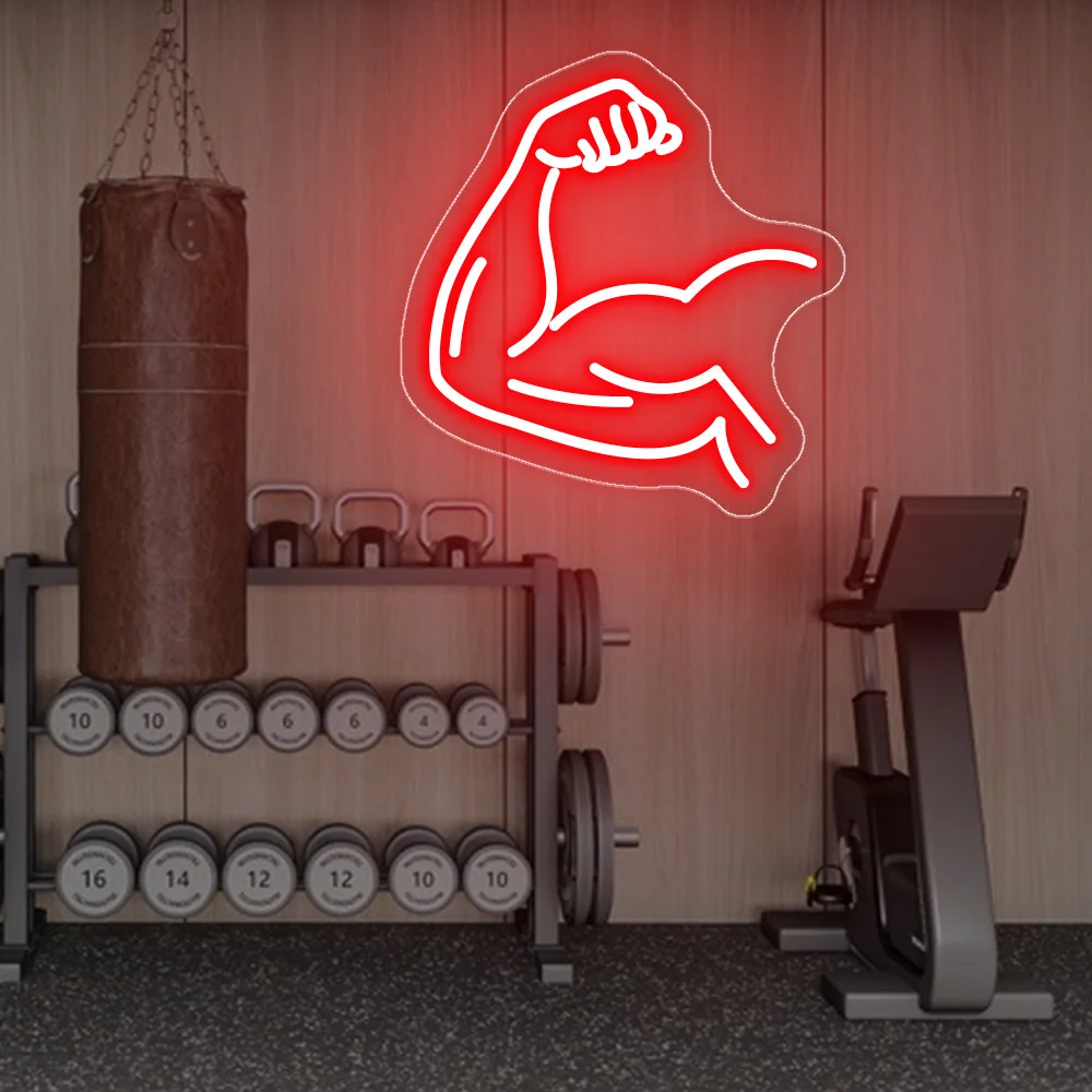 عضلات الذراع علامات النيون مصباح ليد لهدايا عشاق اللياقة البدنية مضيئة النيون تسجيل غرفة نوم الديكور الجدار LED مصباح شخصي