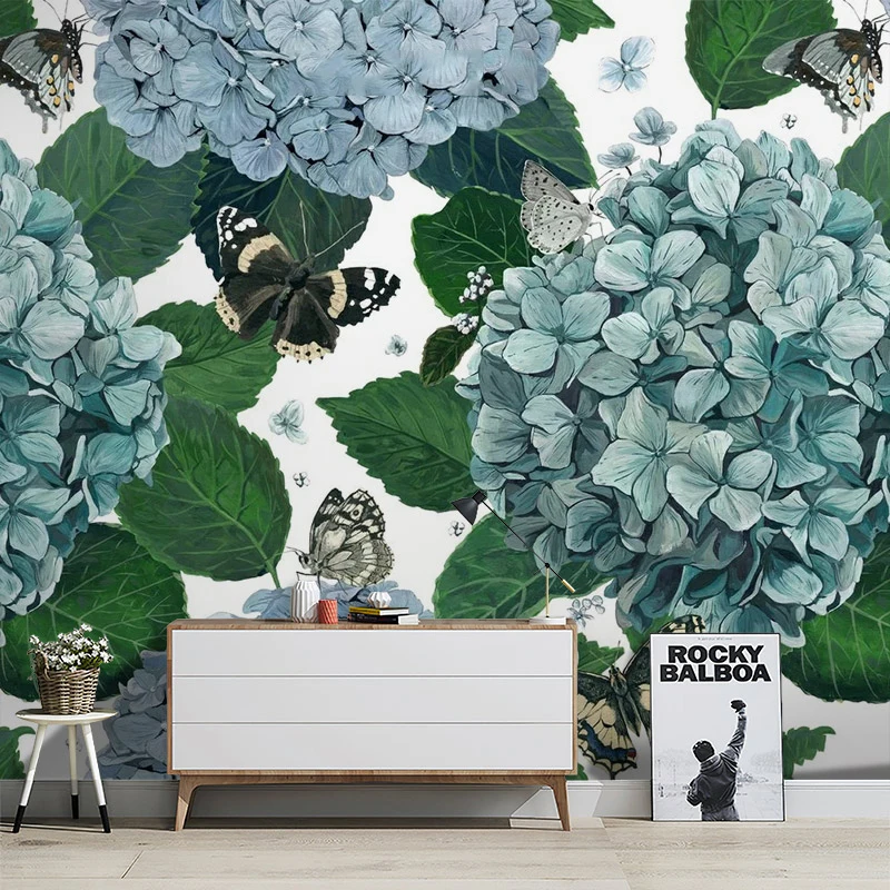 American Style Retro Wall Cloth Mural French Flower Background Living Room Sofa Wallpaper Simple Customization