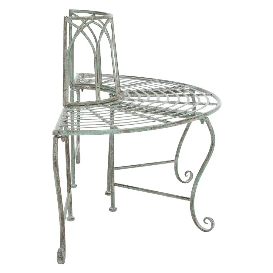 Outdoor Collection Abia Victorian Antique Dark Green Wrought Iron 50inch Wide Tree Bench