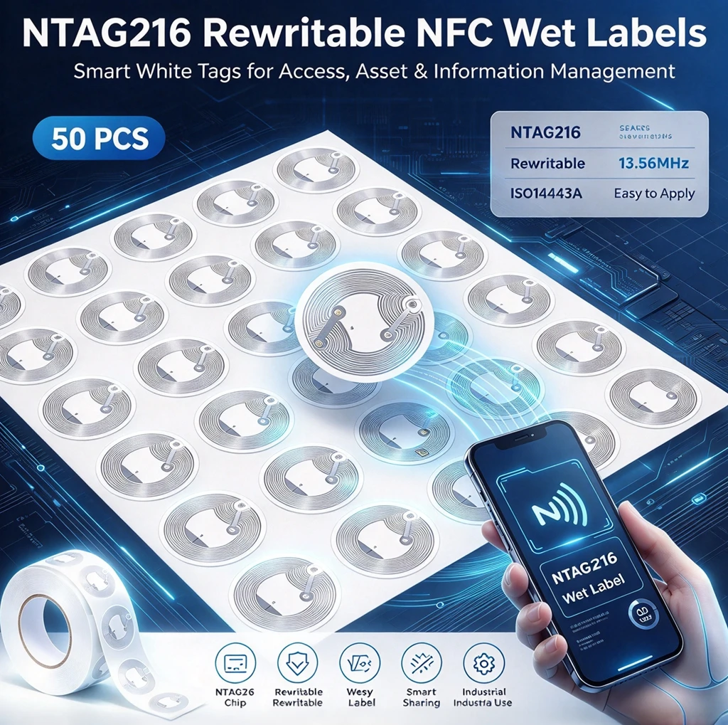 DIXSG Ntag216 Self-adhesive NFC Lable Tag Sticker 13.56MHz ISO14443A tag Universal 216 RFID Phone Available Adhesive Label