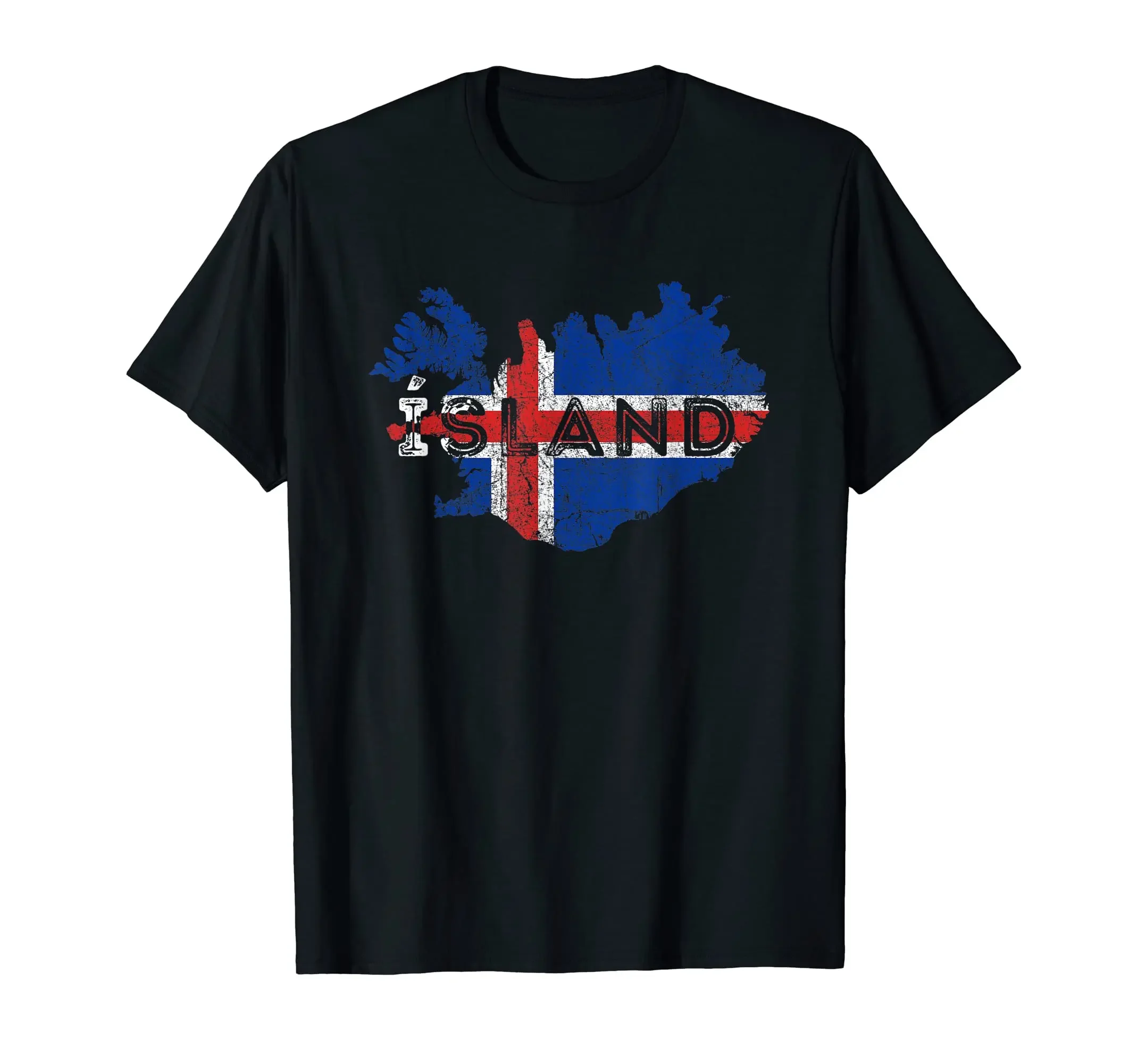 UNISEX T Shirts Size S-6XL100% Cotton Icelandic Map and Flag Souvenir Distressed Island T-Shirt MEN WOMEN