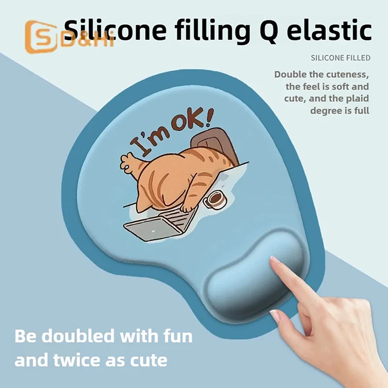 1pc New Cartoon Animal Silicone Wrist Pad Mouse Rest Desk Mat Mouse Pad Stain-resistant Computer Accessories