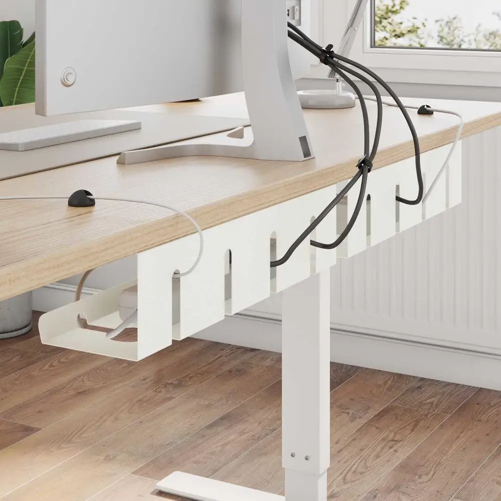 Organisateur de câbles sous le bureau 2 pièces Blanc, organiseur de câbles de bureau, utilisé pour ranger les câbles et les multiprises