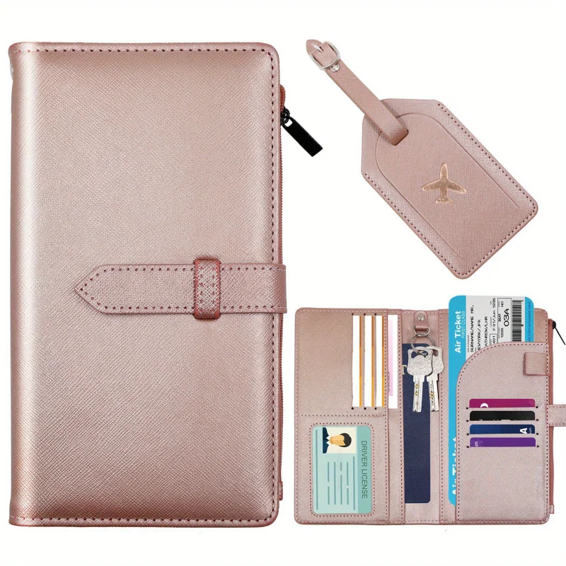 2pcs Stylish Waterproof Passport Holder Set - Travel Wallet with Organized Compartments, Unisex Design for Women and Men, Compac