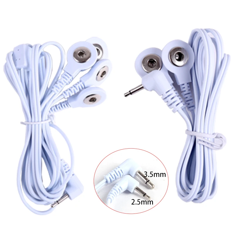 2/4Button Electrotherapy Electrode Lead 2 Ear Clips 2.5/3.5mm Jack Shock Wires Cable for TENS Therapy Machine Massager Plug