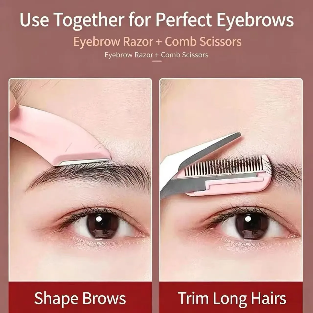 Eyebrow Scissors, Micro-Distance Eyebrow Scissors, Eyebrow Shaver, Eyebrow Comb, Women's Special Curved Eyebrow Trimming Set