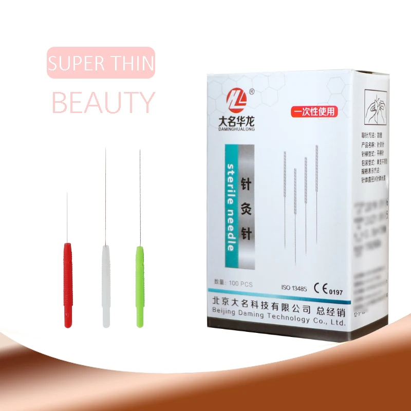 

Color Plastic Non-slip Handle Super Thin Acupuncture Needle Body Face Beauty filiform needle Micro Needle Sharp Small Size