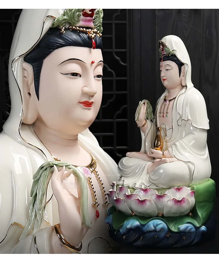 TOP high grade COLOR Porcelain GUAN YIN PU SA BUDDHA statue home Altar shop Worship efficacious Talisman family Goddess Mascot