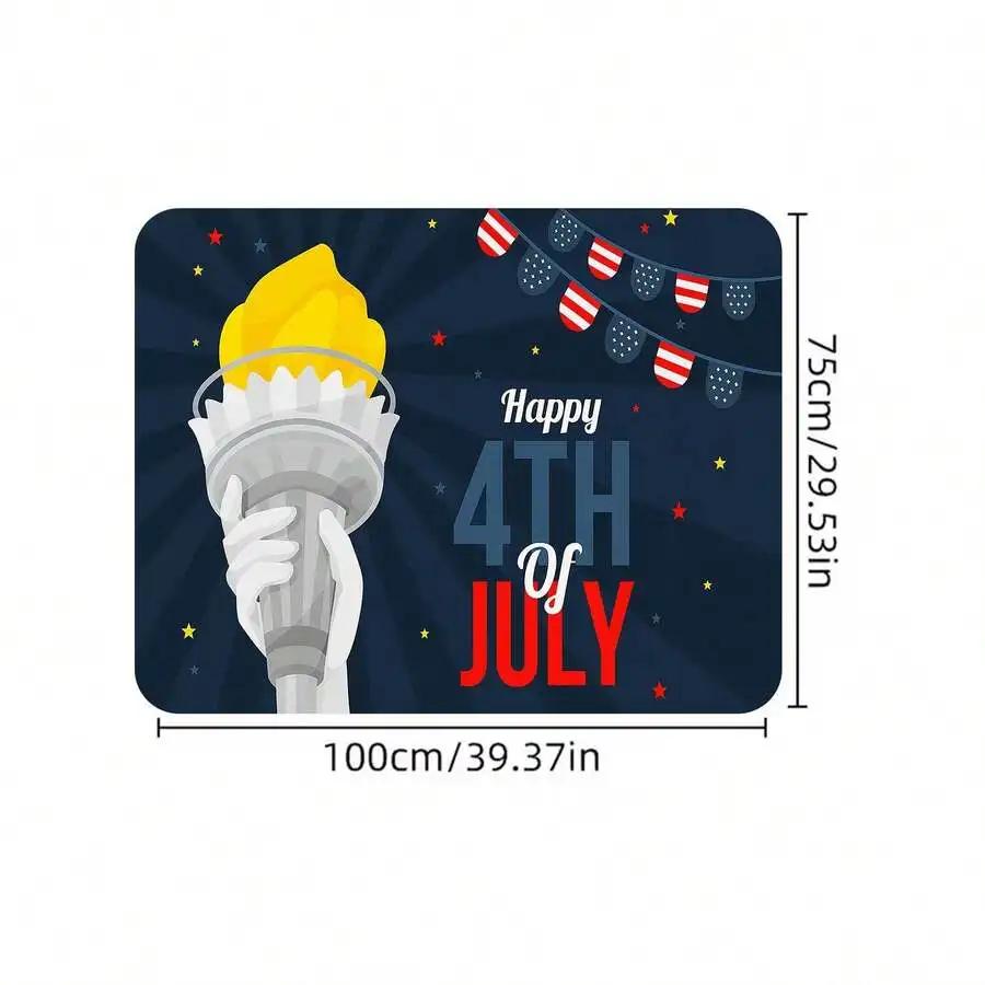 

4th Of July Car Trunk Mat Red White Blue Pattern Universal Fit Interior Decoration