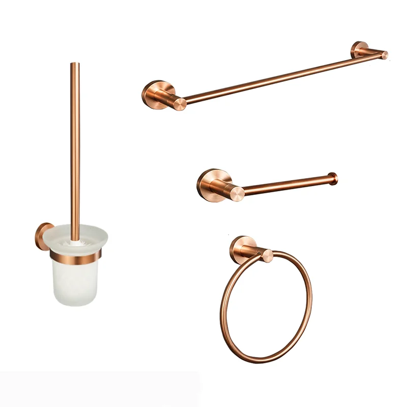 

High Quality Brushed Rose Gold Bathroom Toilet Paper Towel Holder Soap Dispenser Robe Hook Toilet Brush Hardware Accessories