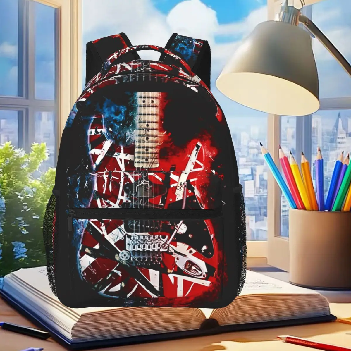 

GUITARE ICONIC Backpack Student Boys Girls BookBag Kids School Bag Laptop Shoulder Bags for Men Women